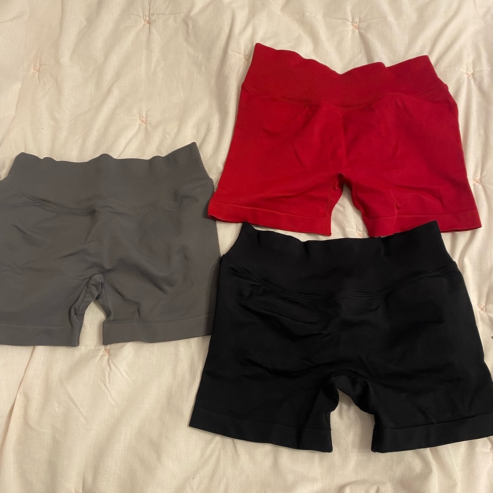 Women's Athletic Bike Shorts - Red, Black, Gray